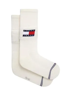 Tommy Jeans Fold Down White Unisex Socks