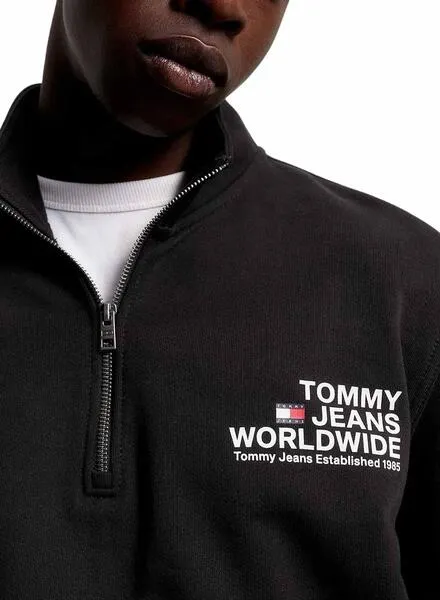 Tommy Jeans Graphic Half Zip Sweater Black Men