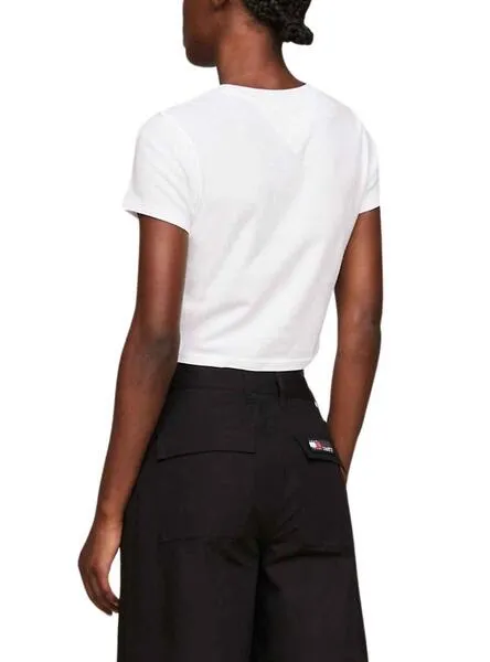 Tommy Jeans women's white slim crop top lips