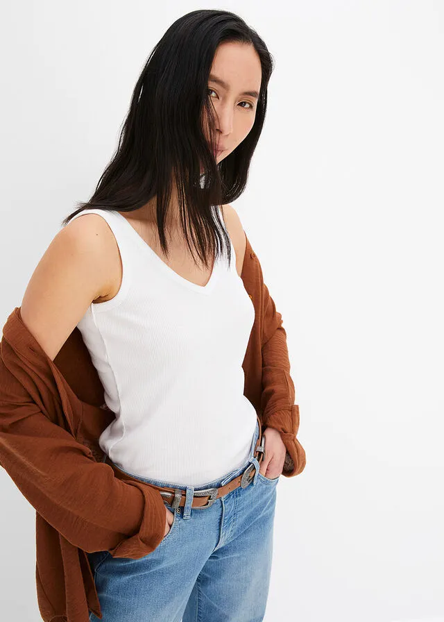 Ribbed White+Black Top