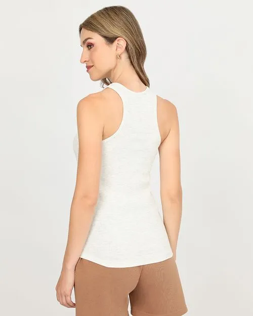 Top Mujer Mey Core Crema Heather Poly