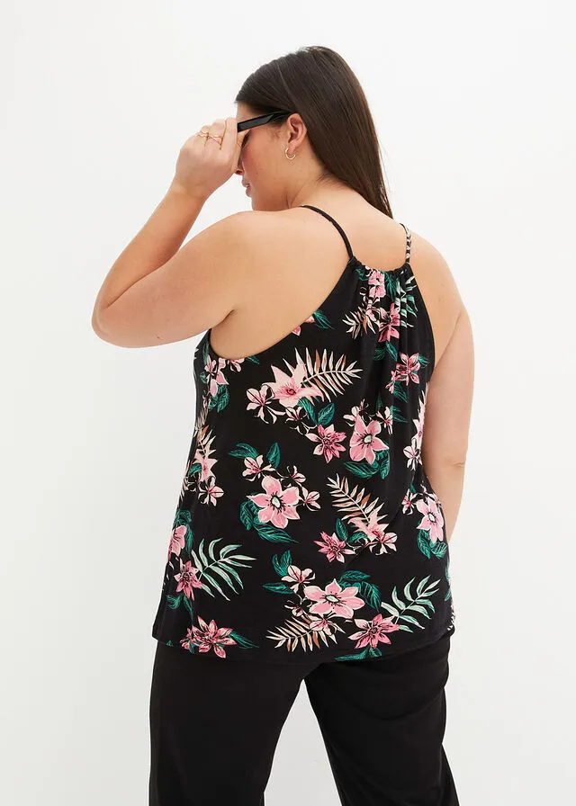 Floral Black Top