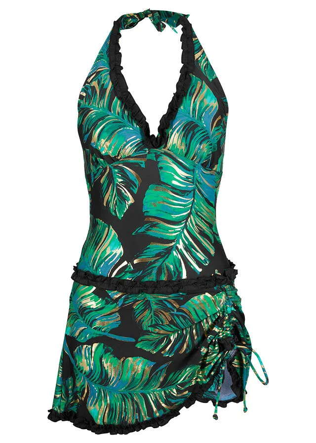 Black-green-gold swimsuit