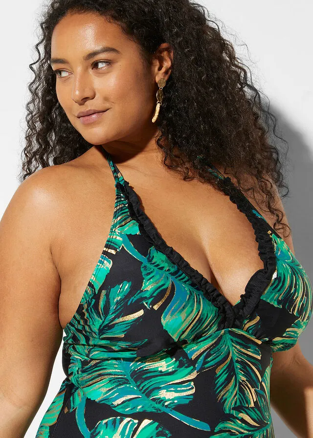 Black-green-gold swimsuit