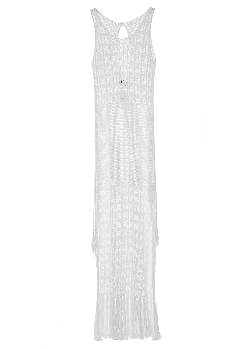 White Pointelle Knit Dress Tunica