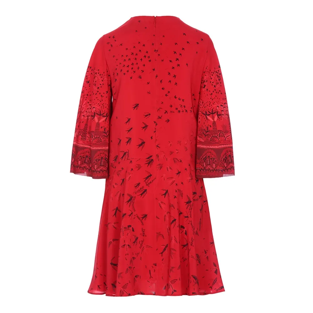 Valentino Vestido Rojo Golondrinas T 36