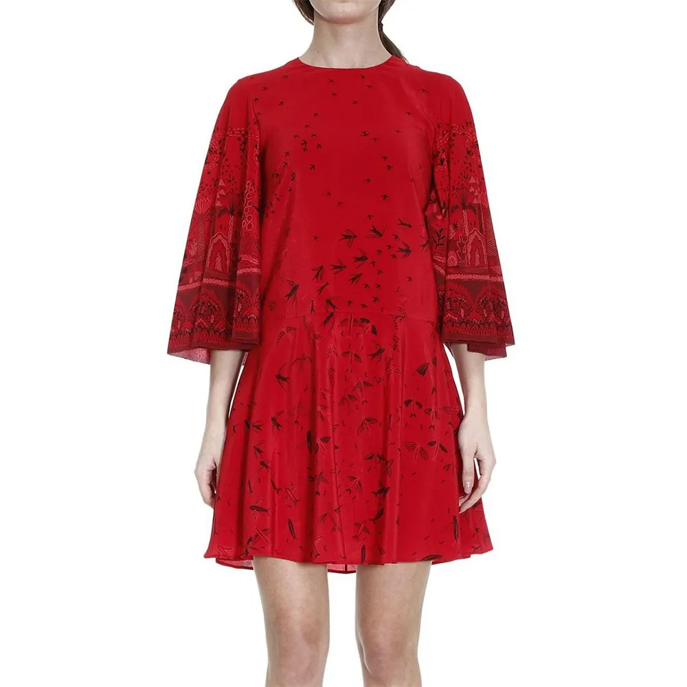 Valentino Vestido Rojo Golondrinas T 36