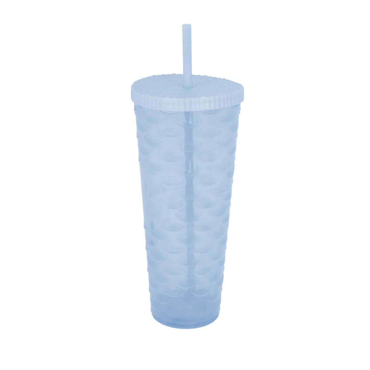 Vaso Decorado color Azul Cielo con Popote, 1100ml