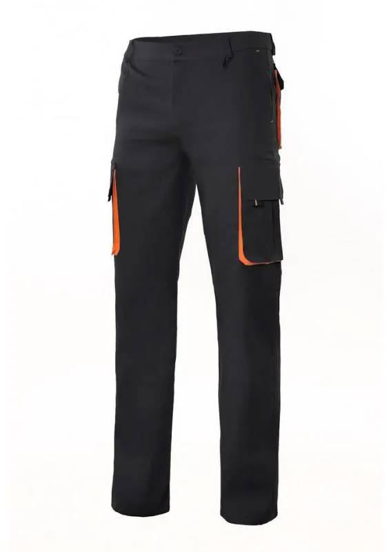 VELILLA V3004 - Pantalón multibolsillos Bicolor V3004 - Black / Orange