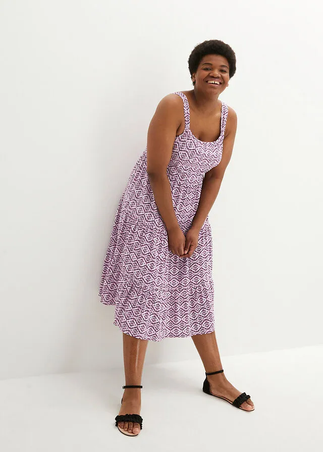 Blue Navy and White Printed Dress