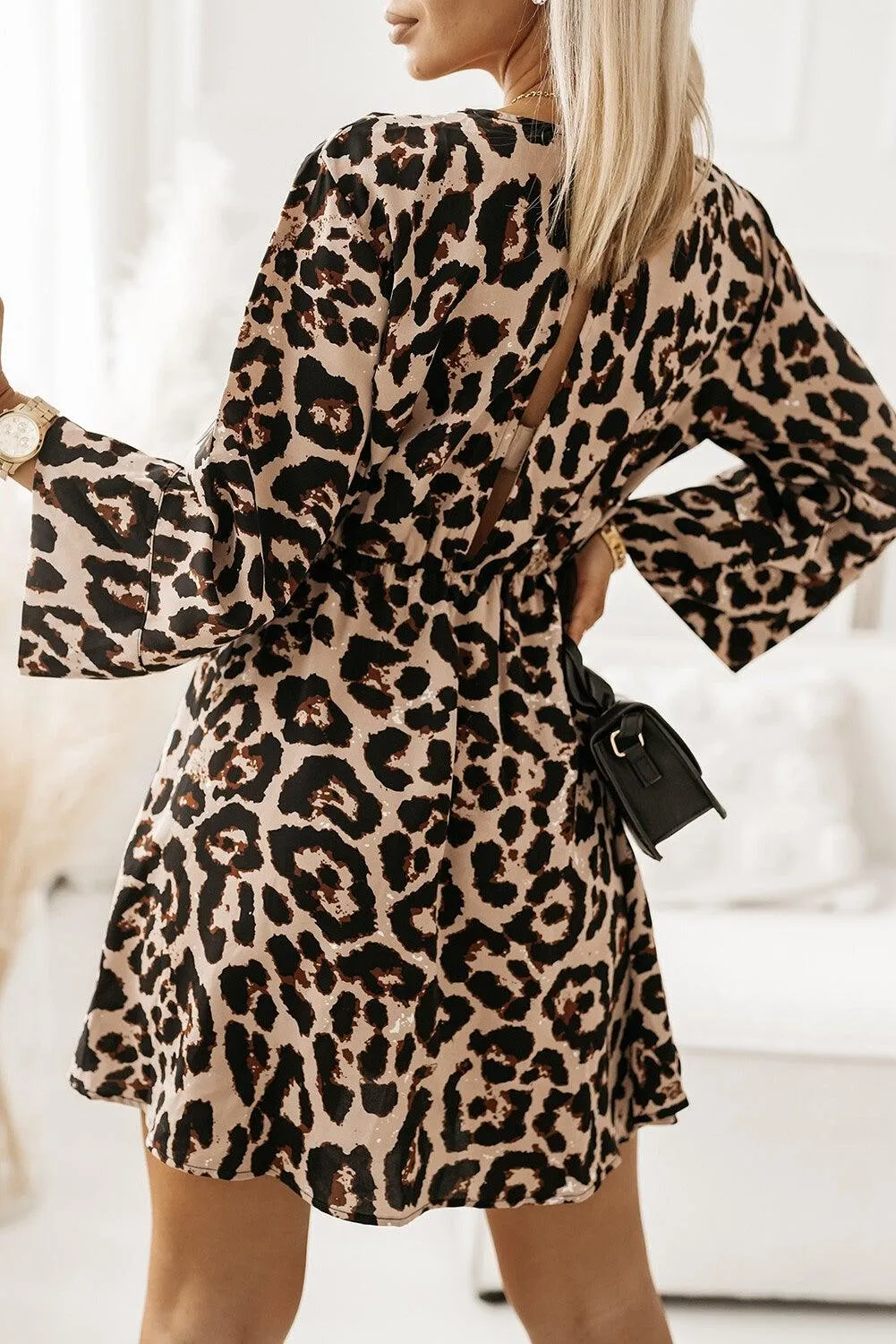 Vestido camisero de estampado de leopardo