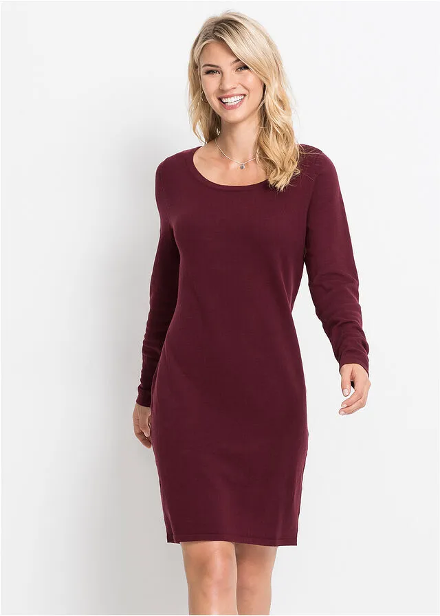 Red Boat Neck Dress