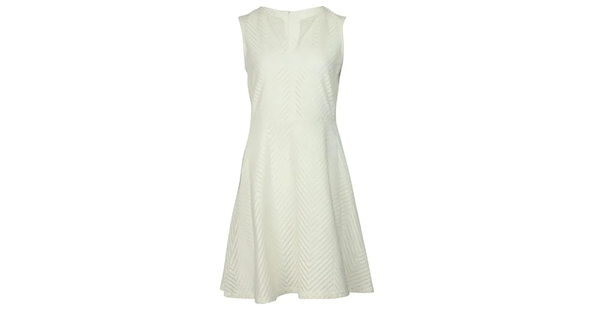 Vestido de malla con chevron de nailon blanco de Tory Burch 