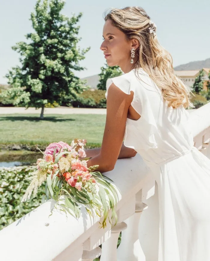 VESTIDO LARGO DE NOVIA CLARA GASA IVORY