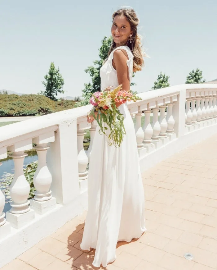 VESTIDO LARGO DE NOVIA CLARA GASA IVORY