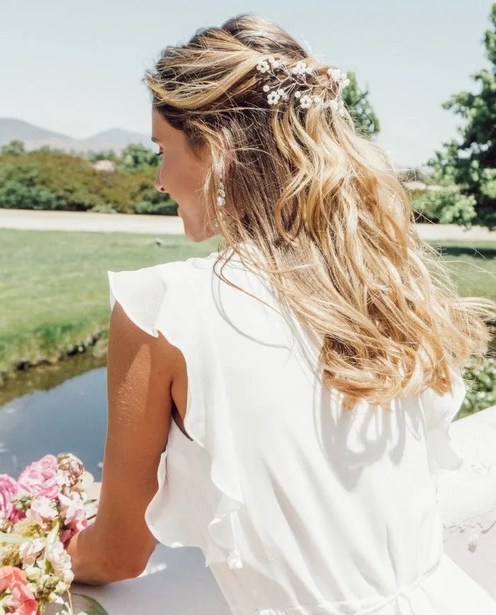 VESTIDO LARGO DE NOVIA CLARA GASA IVORY