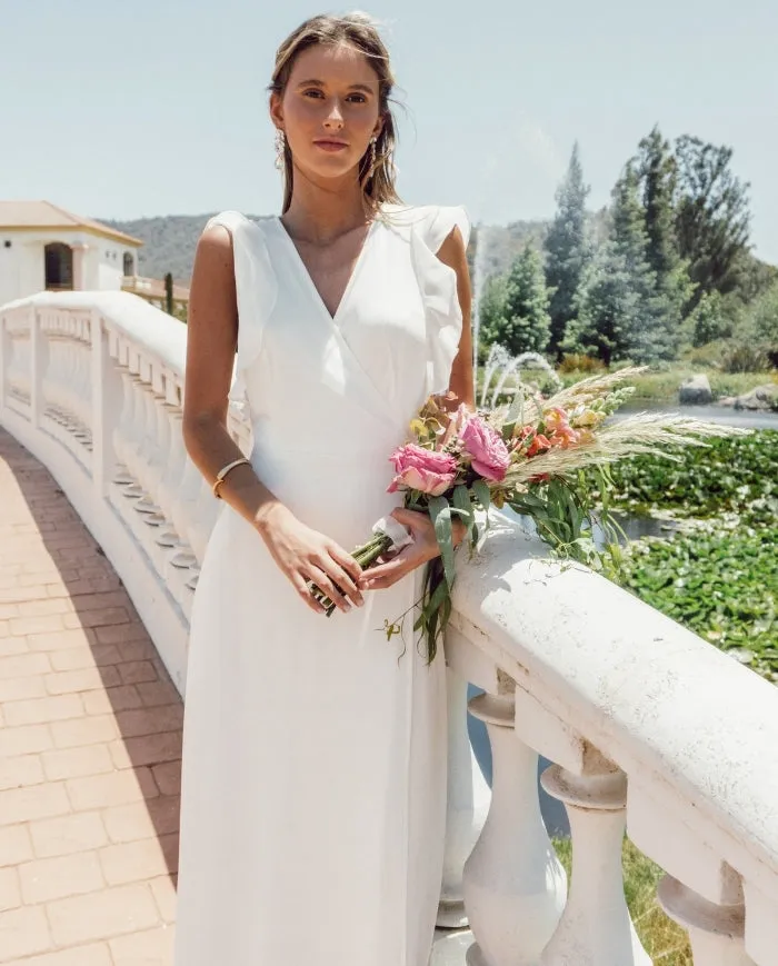 VESTIDO LARGO DE NOVIA CLARA GASA IVORY