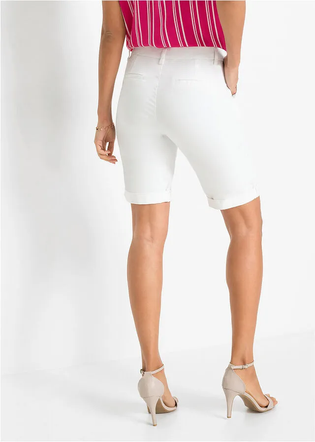 White elastic Bermuda shorts