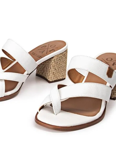 White Leather Sandals for Women by POPA