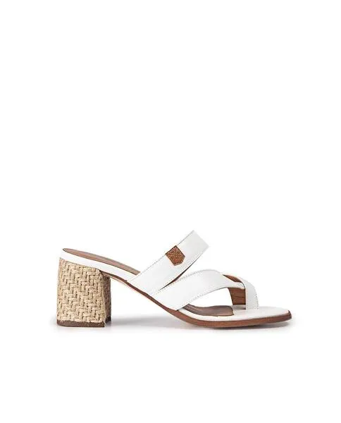 White Leather Sandals for Women by POPA