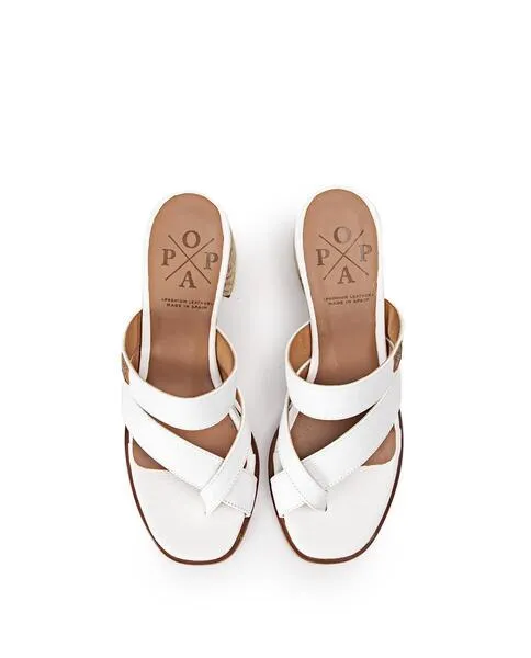 White Leather Sandals for Women by POPA