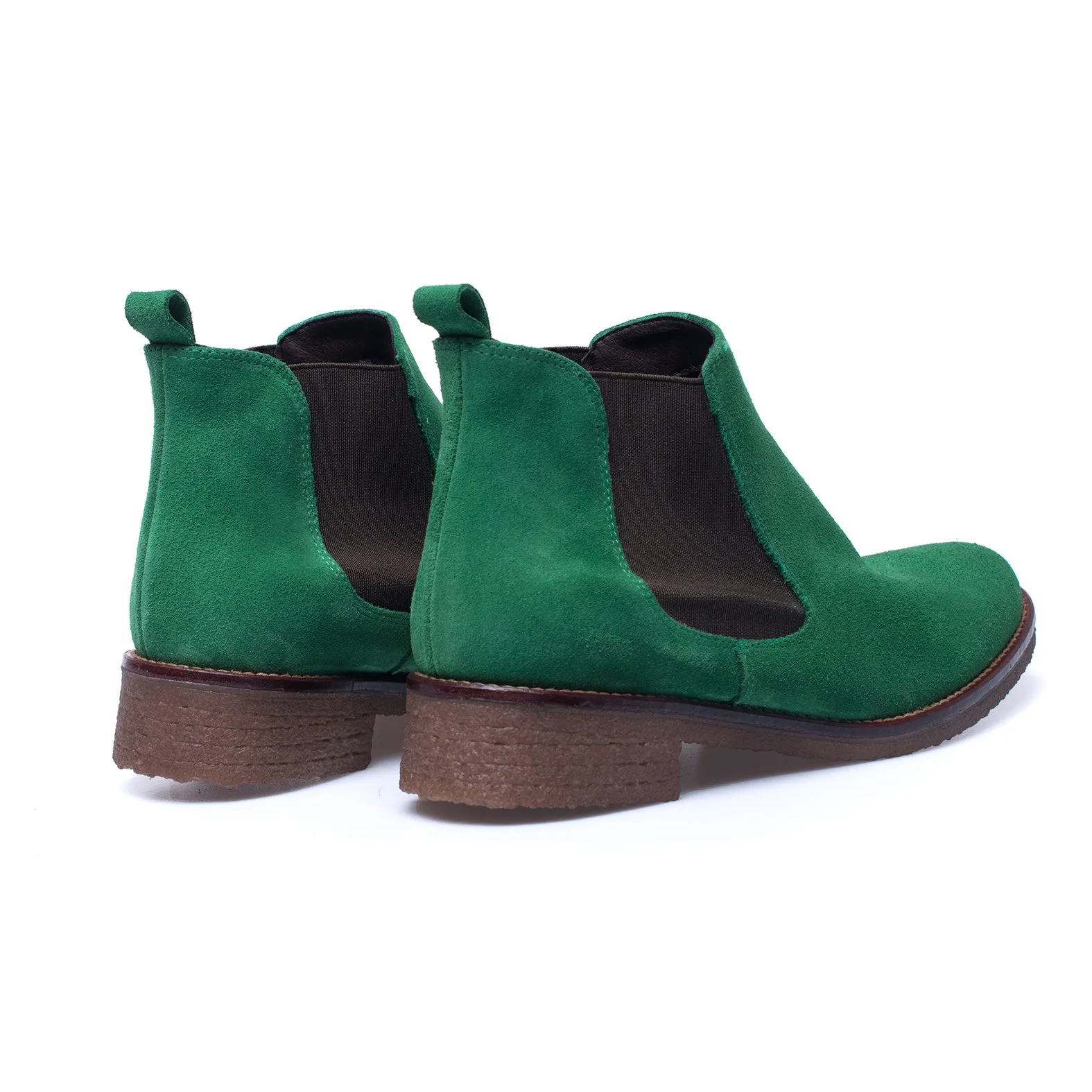 women's green leather Chelsea boots.