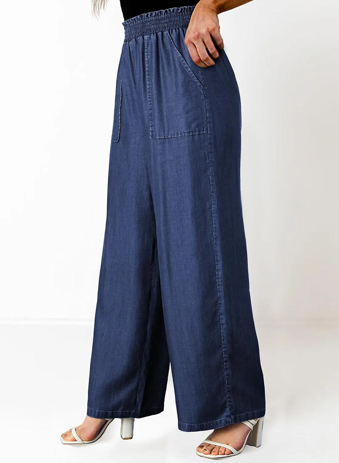 Women's Ruffled High Waist Tencel Denim Jeans