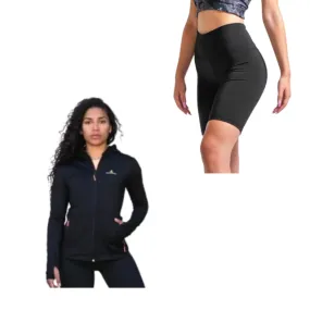 Women's Sports Set! Lycra Jacket + Biker Leggings -ng