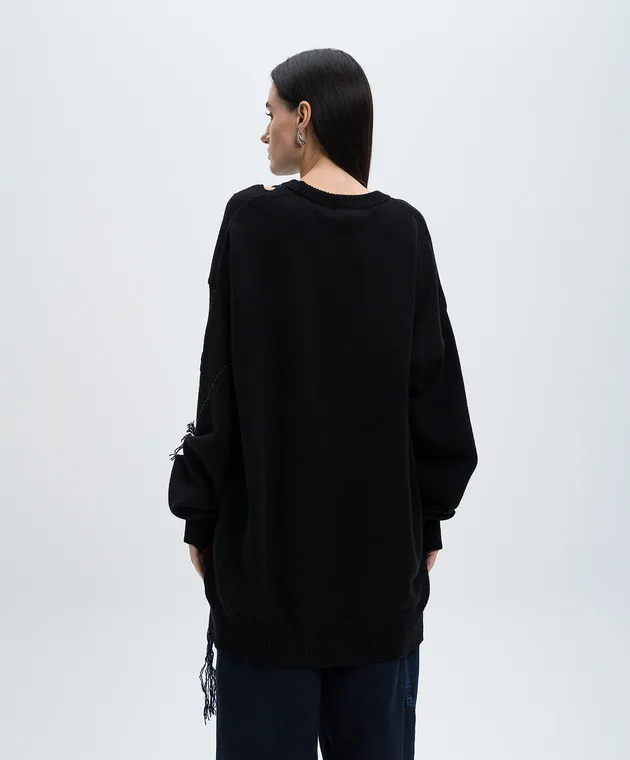 Black wool sweater with curly cuts by Y`S Yamamoto