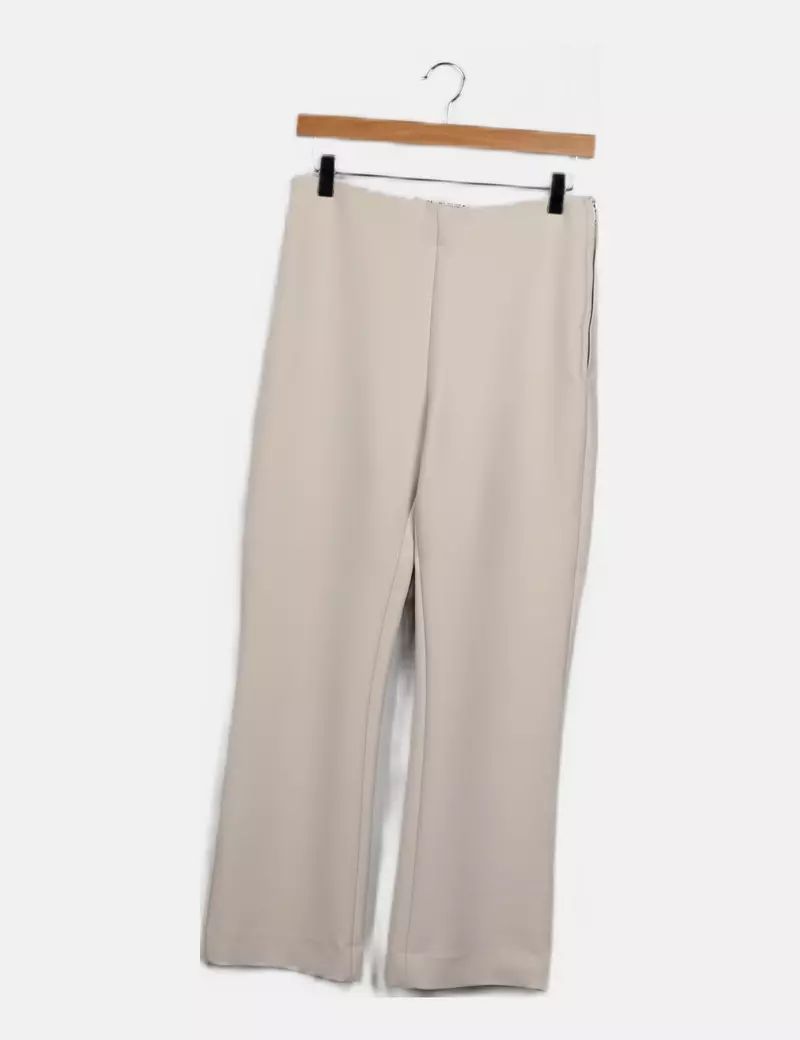 Beige Textured Zara Pants