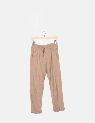 Camel jogger pants by Zara.